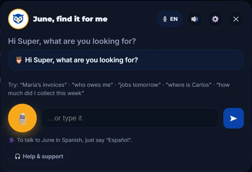 June, BLUGGI's voice assistant, listening