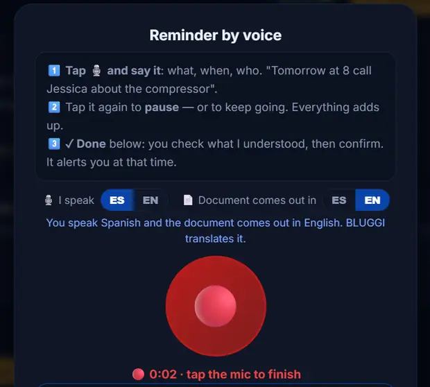 BLUGGI reminder by voice